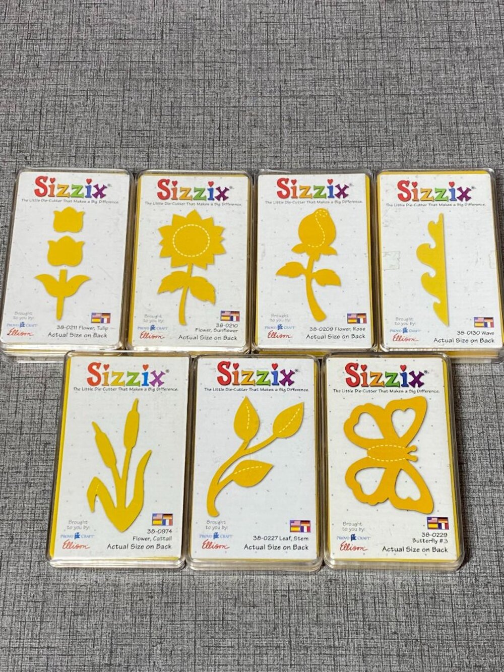 NEW Sizzix Little Die Cutters Lot of 7 Wave Sunflower Butterfly Flowers Nature